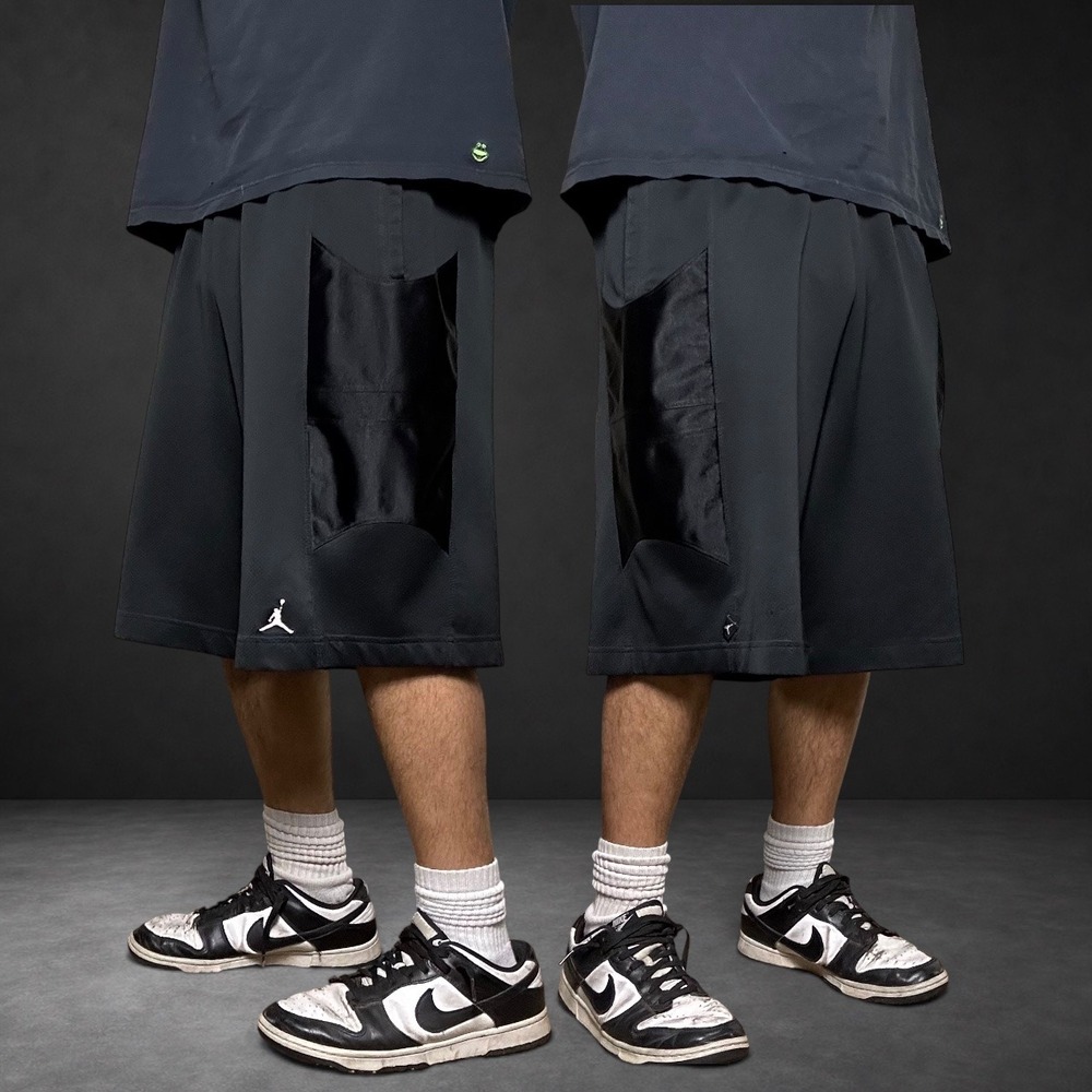 Jordan Brand Black Baggy Basketball Shorts Y2K Retro Men Size Large